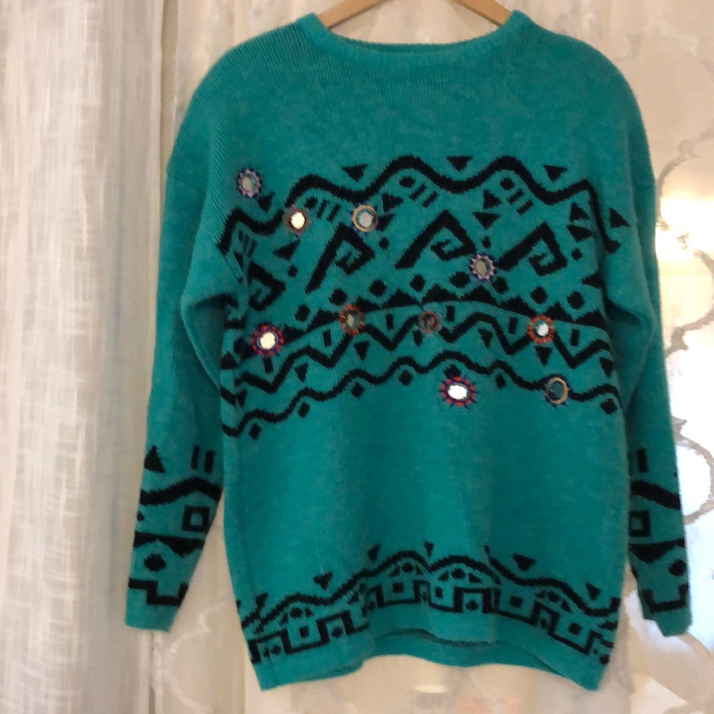 Vintage 80’s Kittyhawk Mohair and Mirror Sweater with Shoulder Pads.